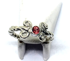 Sterling Silver and Garnet Mitsuro Hikime Ring in Sterling Silver