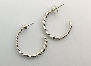 Sterling silver twist semi hoop post earrings - mitsuro hikime