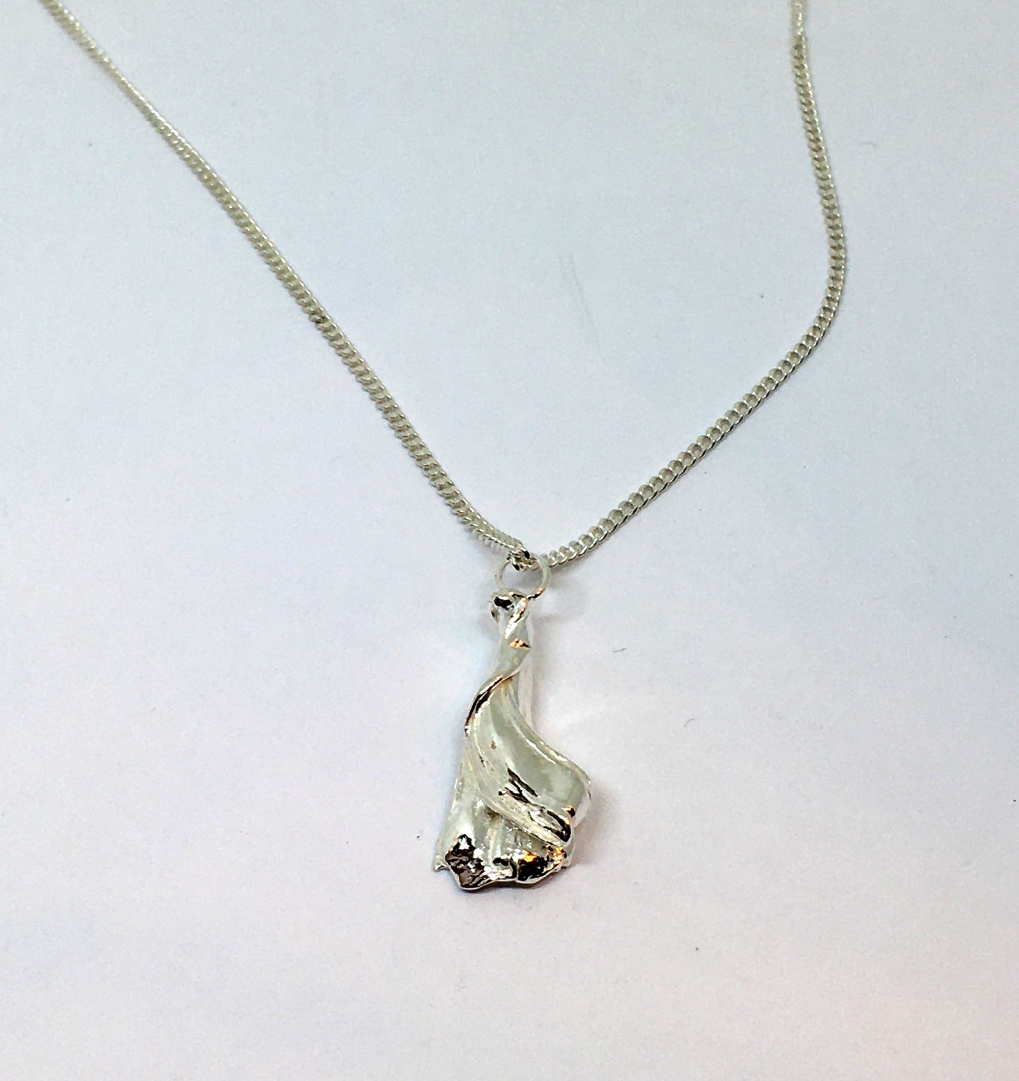 Sterling Silver Mitsuro Hikime Pendant Necklace on Sterling Curb Chain - One of a Kind