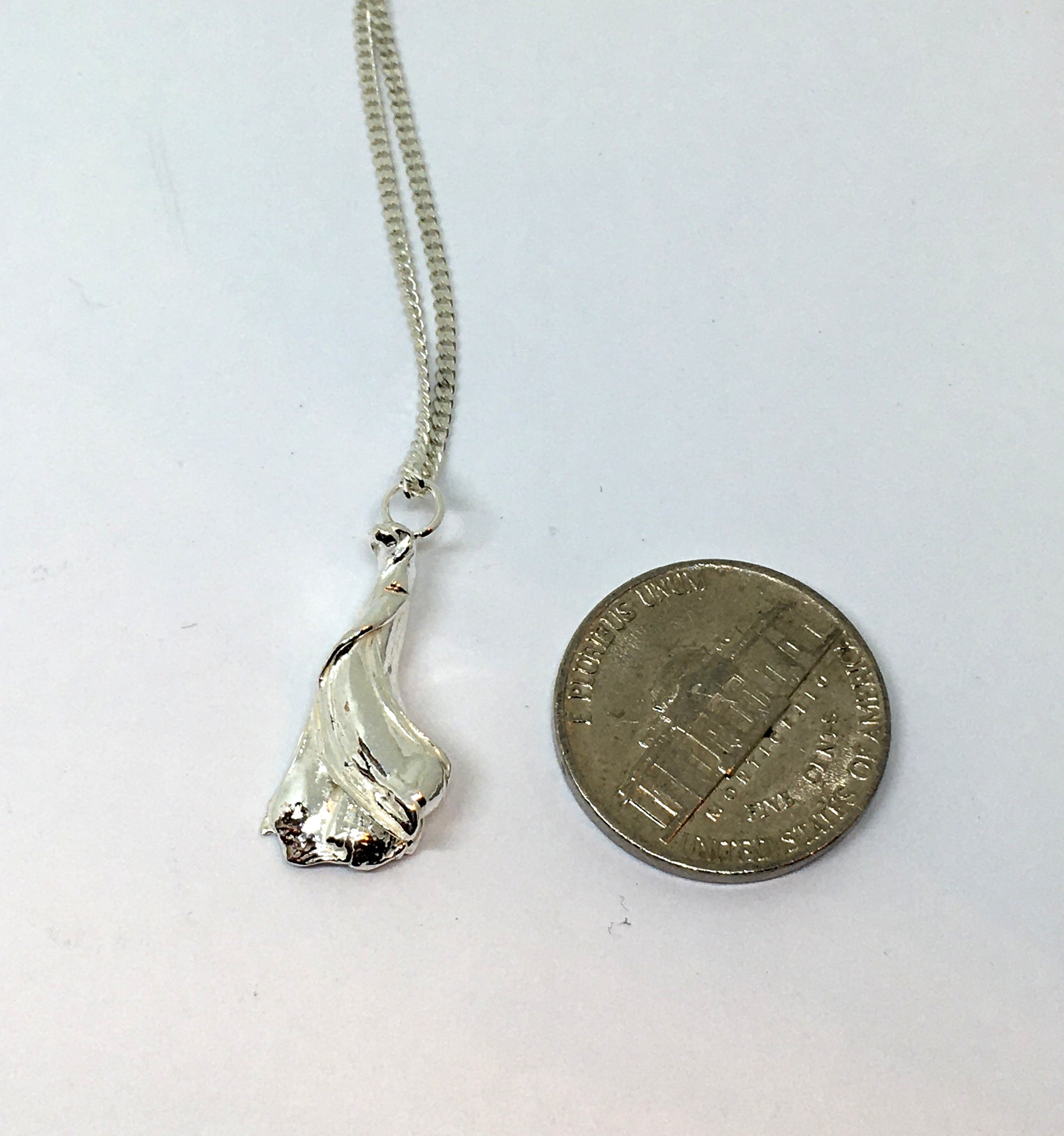 Sterling Silver Mitsuro Hikime Pendant Necklace on Sterling Curb Chain - One of a Kind