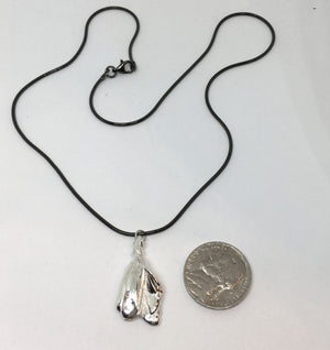 Sterling Silver Mitsuro Hikime Pendant Necklace on Black Snake Chain - One of a Kind