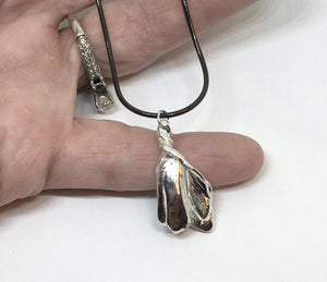 Sterling Silver Mitsuro Hikime Pendant Necklace on Black Snake Chain - One of a Kind