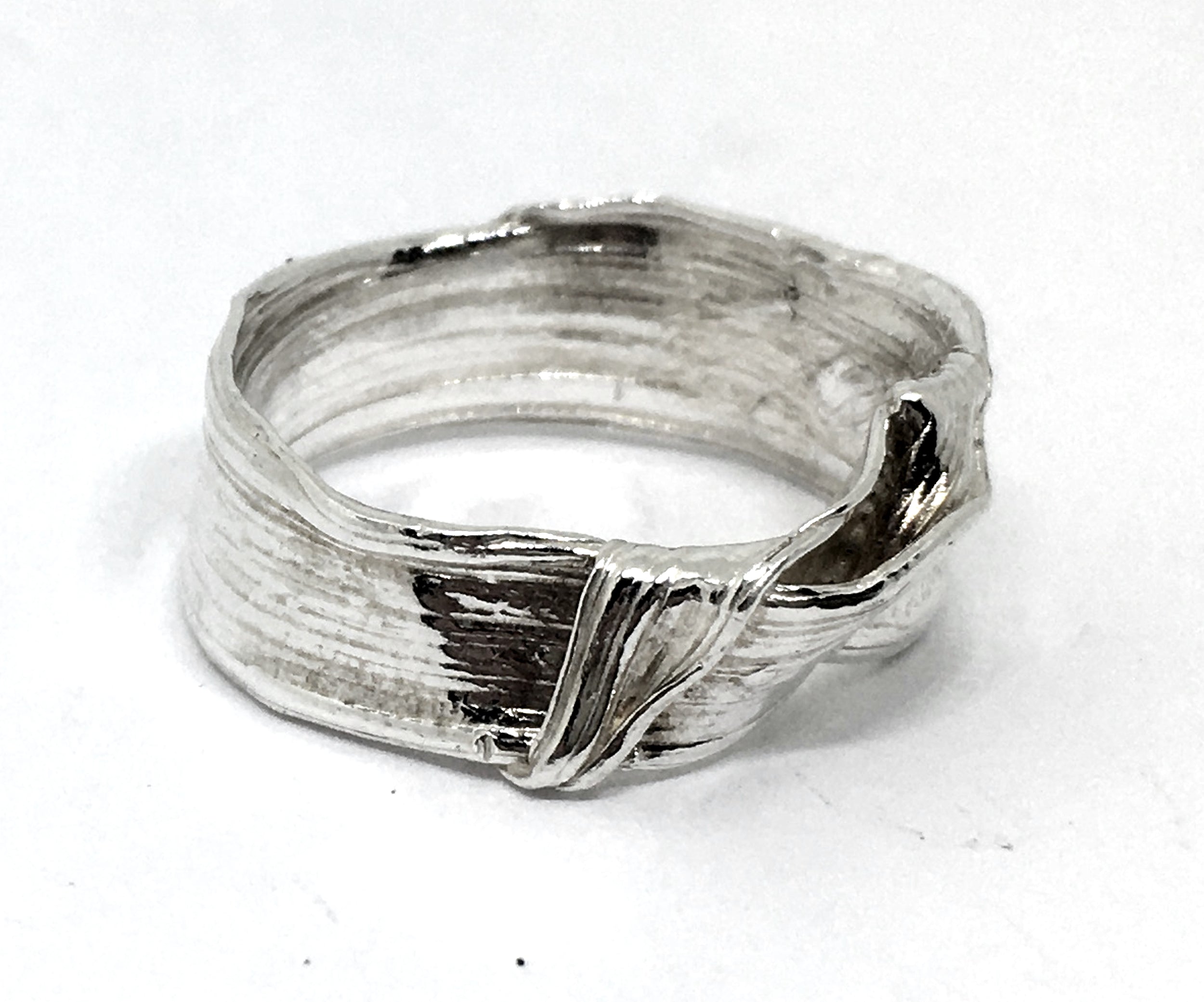 Folded Bamboo Leaf Ring in Sterling Silver