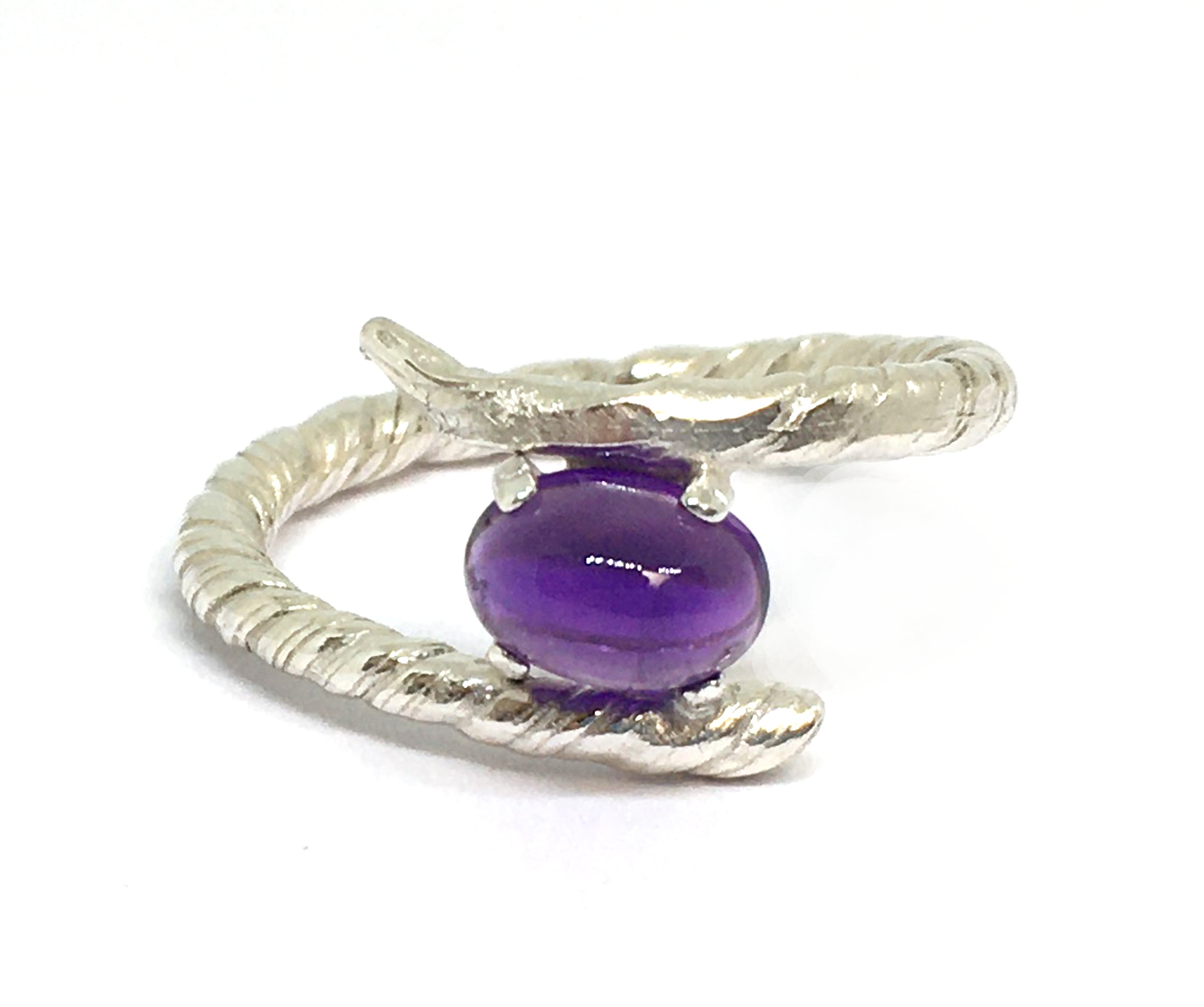 Amethyst Bypass Ring in Sterling Silver - Mitsuro Hikime Method