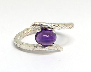 Amethyst Bypass Ring in Sterling Silver - Mitsuro Hikime Method