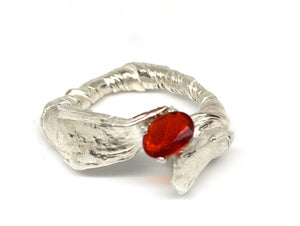 sterling silver mitsuro hikime fire opal ring size 8.5