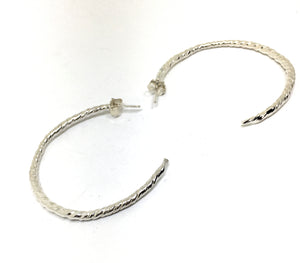 Sterling Silver Twist Semi Hoop Earrings - Large Size