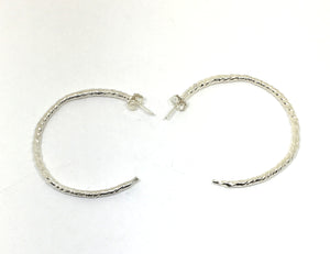 Sterling Silver Twist Semi Hoop Earrings - Large Size