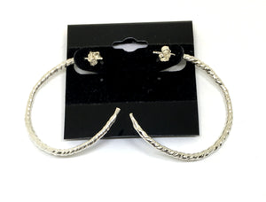 Sterling Silver Twist Semi Hoop Earrings - Large Size