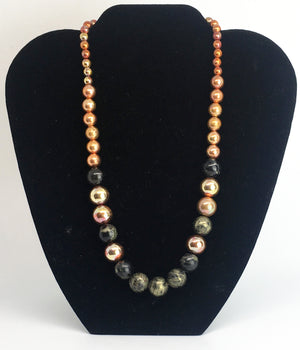 SOLD Apache Gold and Flame Painted Copper Beaded Necklace - Monsoon Series