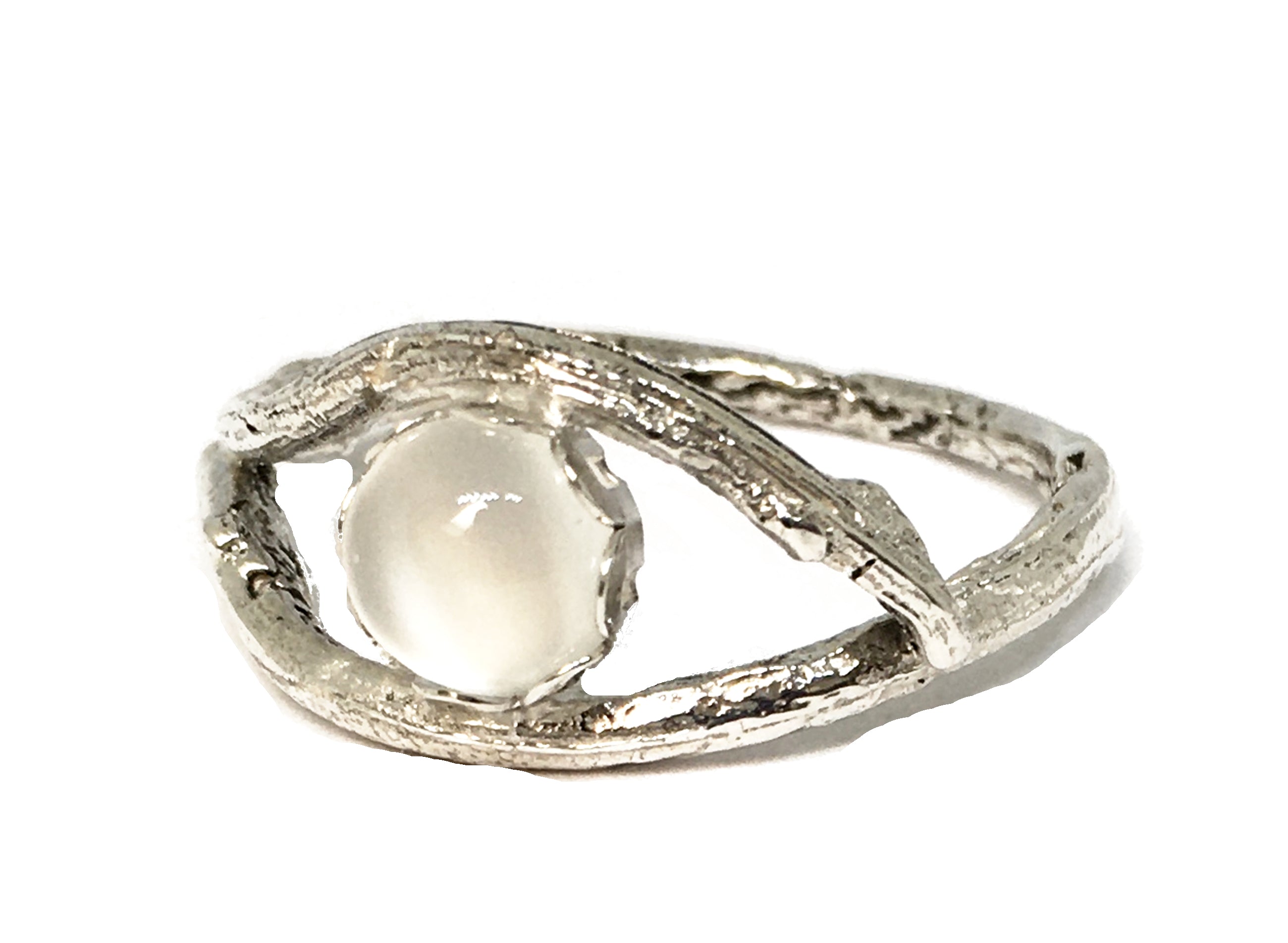 Moonstone Olive Twig Ring in Sterling Silver