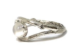 Moonstone Olive Twig Ring in Sterling Silver