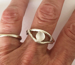 Moonstone Olive Twig Ring in Sterling Silver