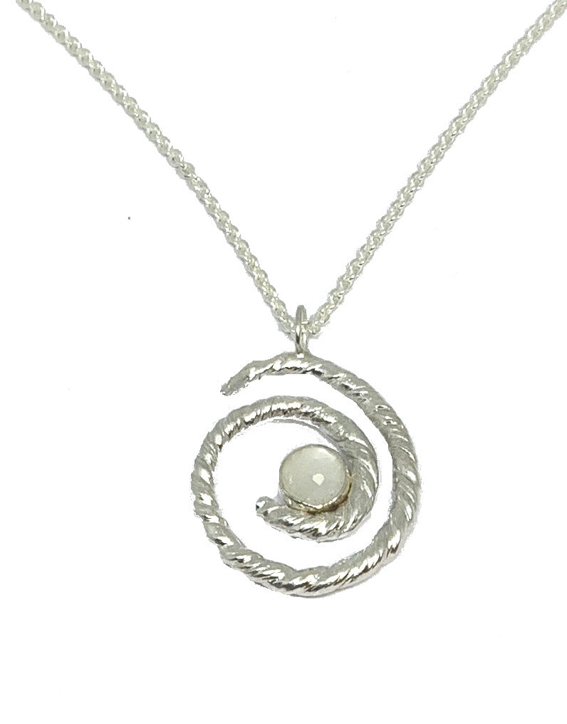 rose cut moonstone spiral pendant necklace