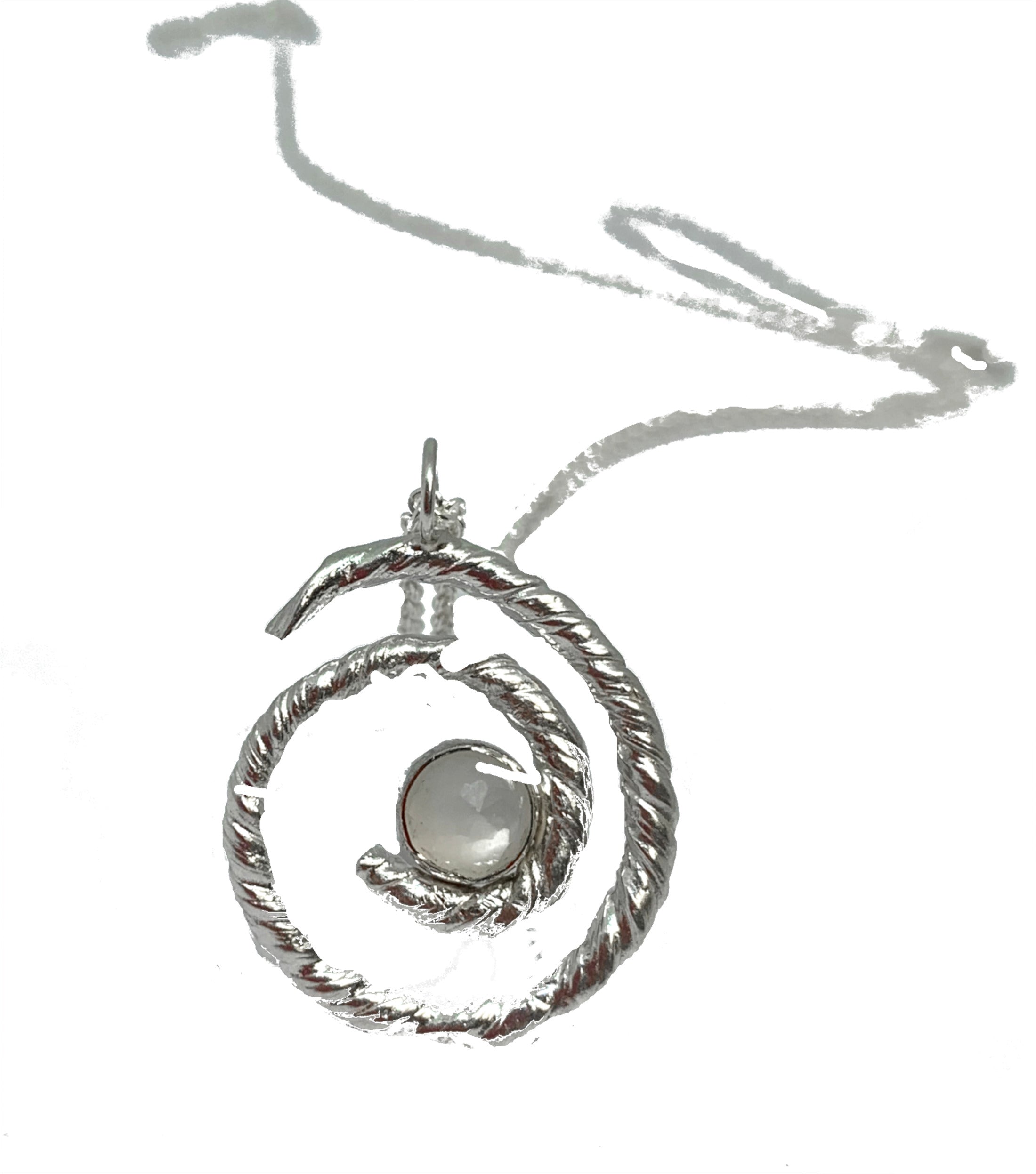Moonstone Spiral Pendant Necklace in Sterling Silver
