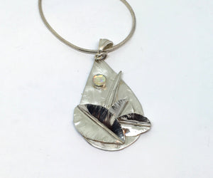 Botanical Opal Sterling Silver Pendant Necklace - Moon Garden
