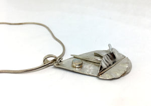Botanical Opal Sterling Silver Pendant Necklace - Moon Garden