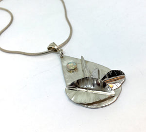 Botanical Opal Sterling Silver Pendant Necklace - Moon Garden