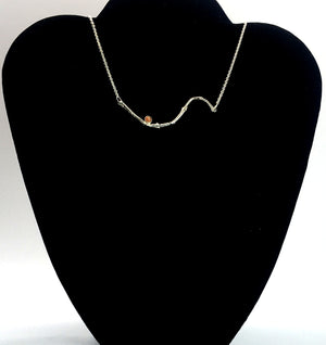 Sterling Silver Olive Twig Necklace with Peach Moonstone