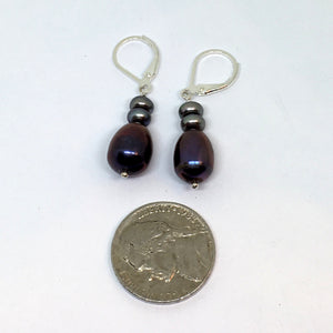 Teardrop Peacock Pearl Dangle Leverback Earrings in Sterling Silver