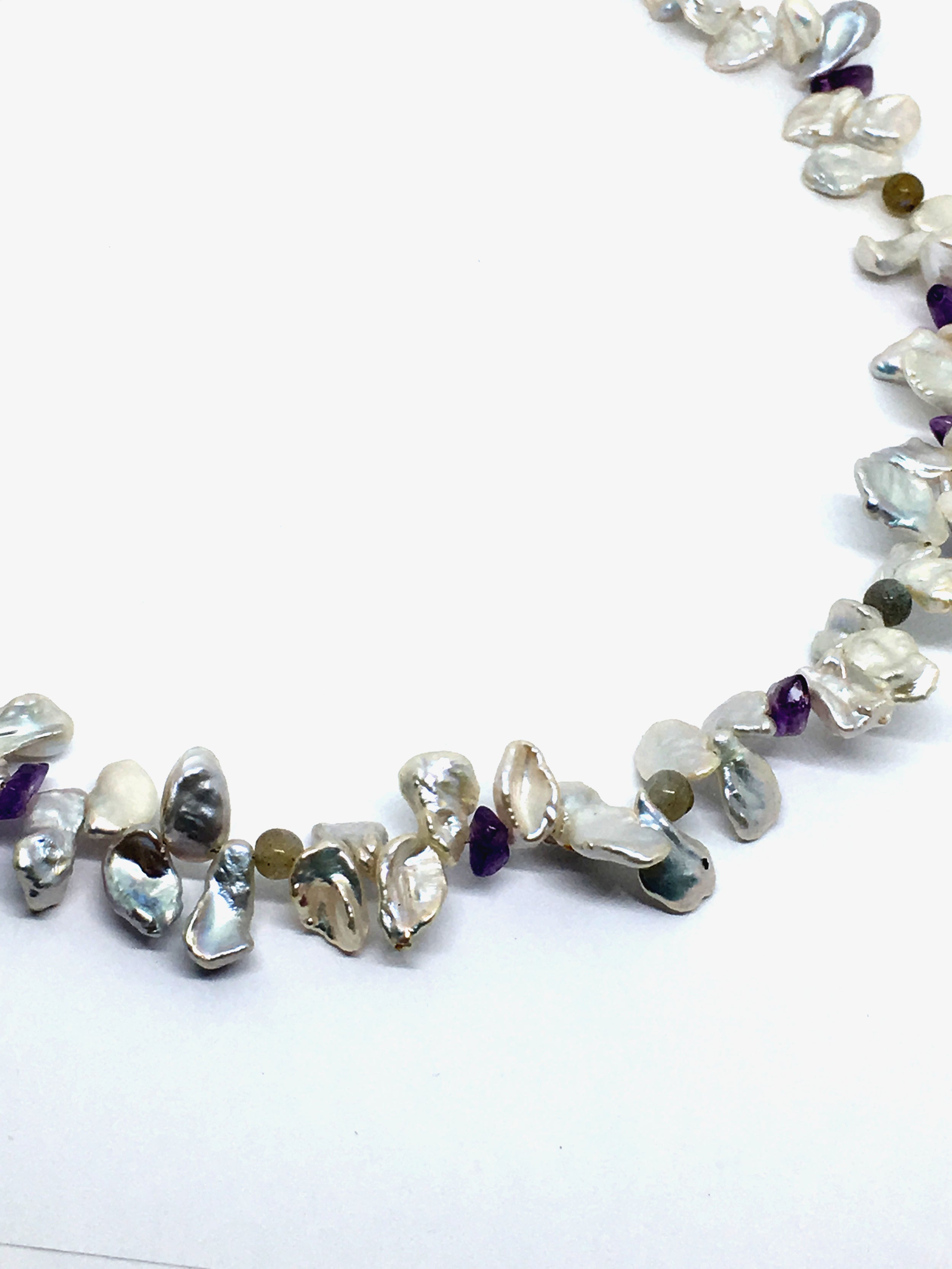 Pearl Petal Necklace with Gemstones