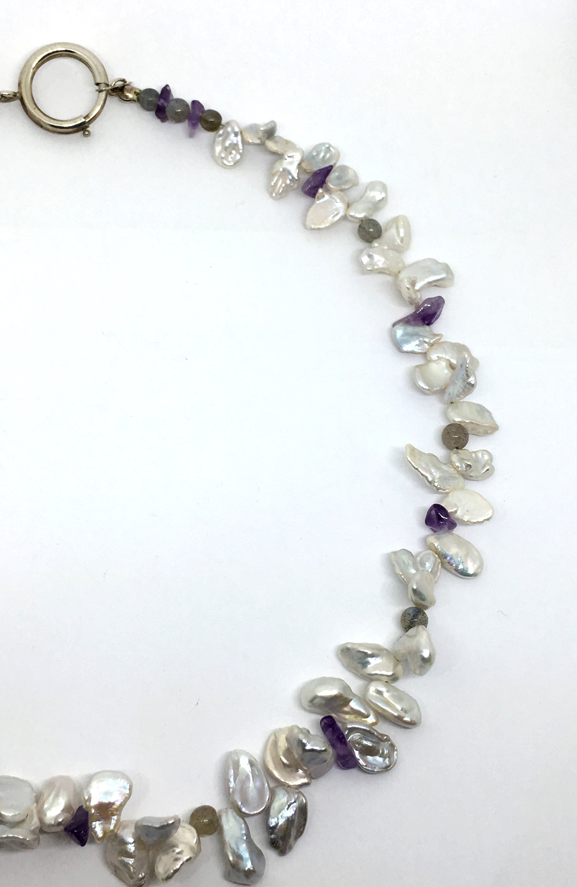 Pearl Petal Necklace with Gemstones