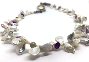 Pearl Petal Necklace with Gemstones