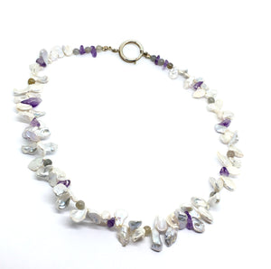 Pearl Petal Necklace with Gemstones