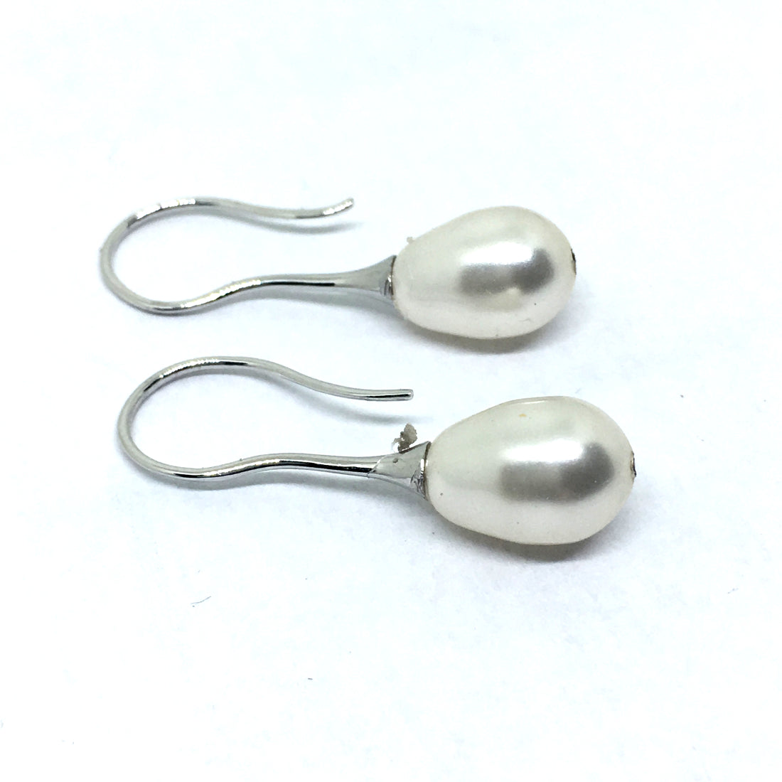 White Pearl Teardrop Earring in Sterling Silver