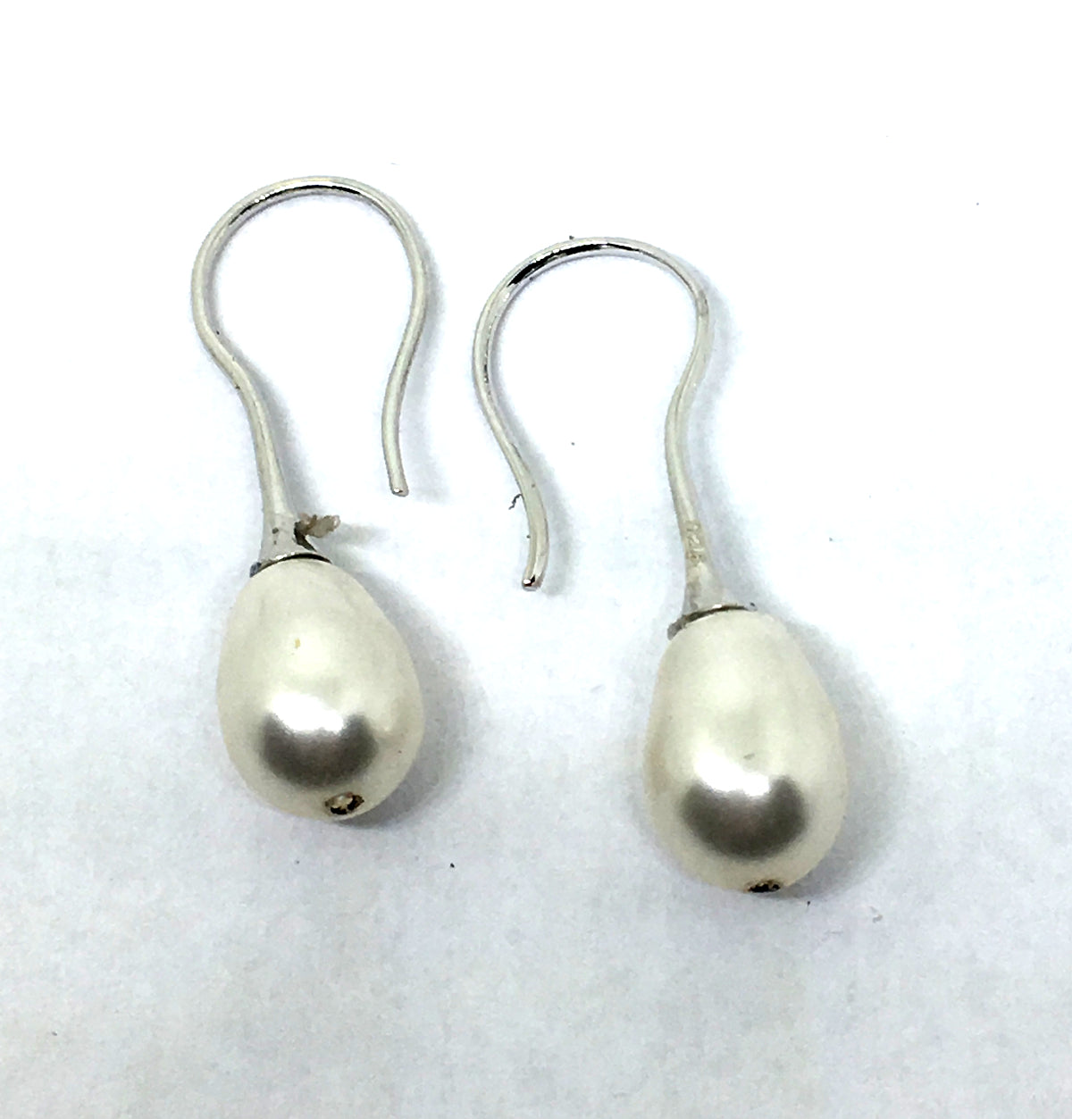 White Pearl Teardrop Earring in Sterling Silver