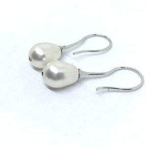 White Pearl Teardrop Earring in Sterling Silver