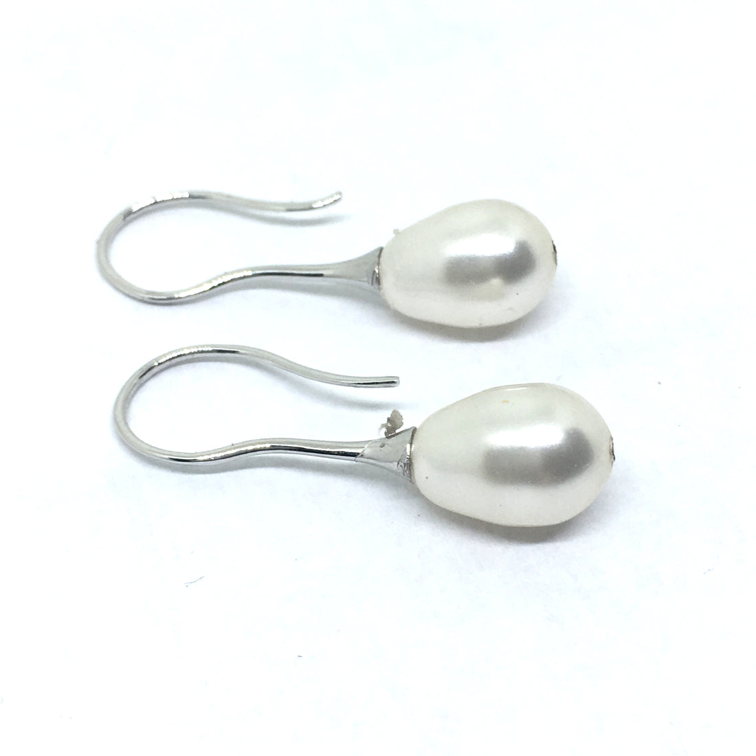 White Pearl Teardrop Earring in Sterling Silver