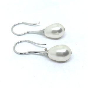 White Pearl Teardrop Earring in Sterling Silver