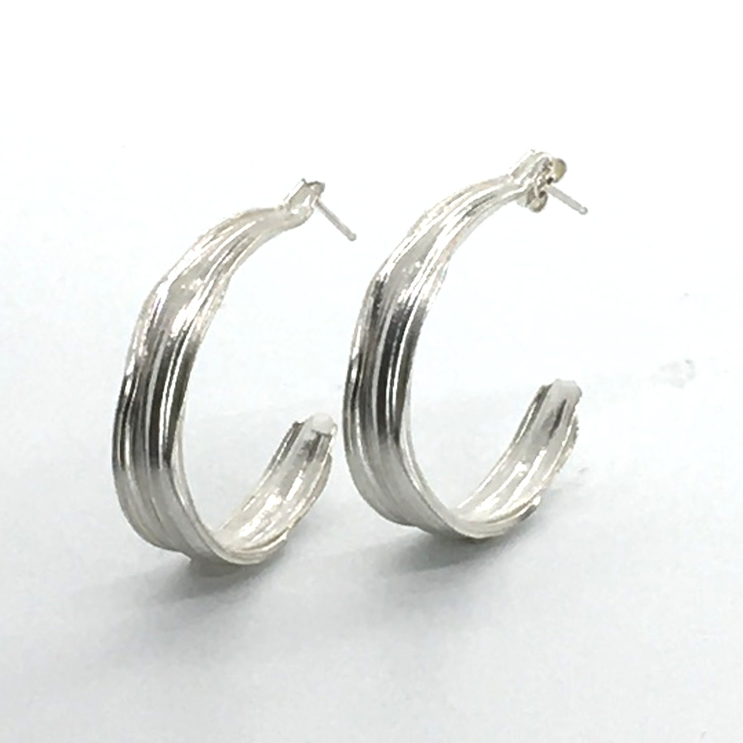 mitsuro hikime sterling silver bamboo semi hoop earrings with post