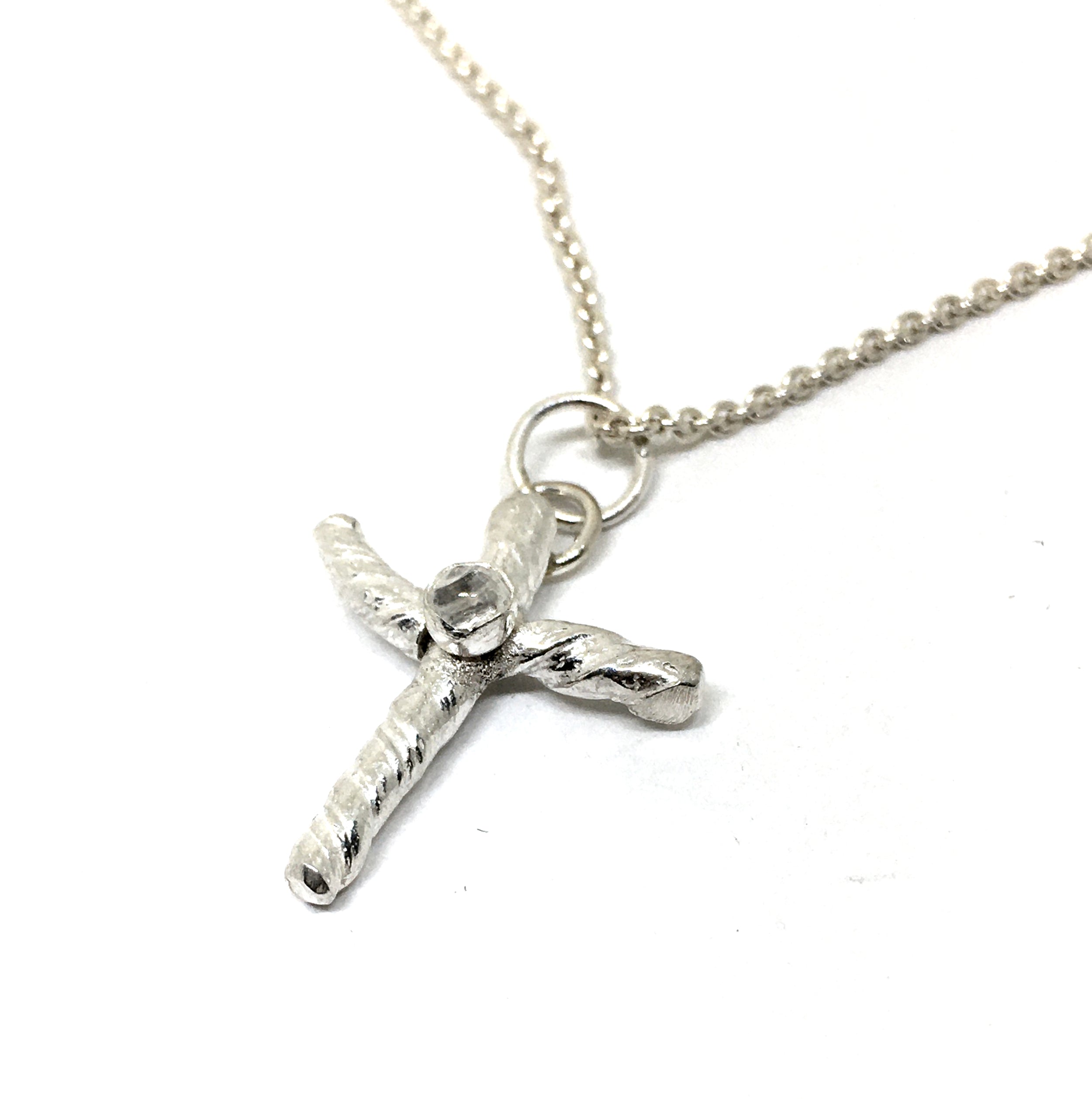 Sterling Silver Cross with White Topaz