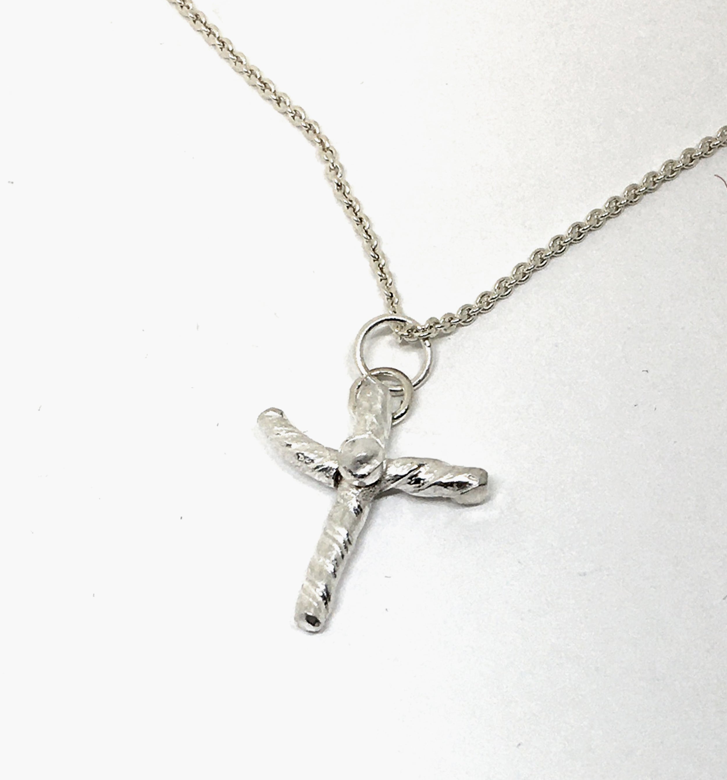 Sterling Silver Cross with White Topaz
