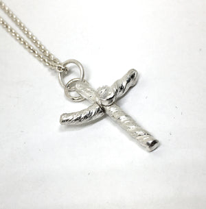 Sterling Silver Cross with White Topaz