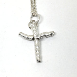 Sterling Silver Cross with White Topaz