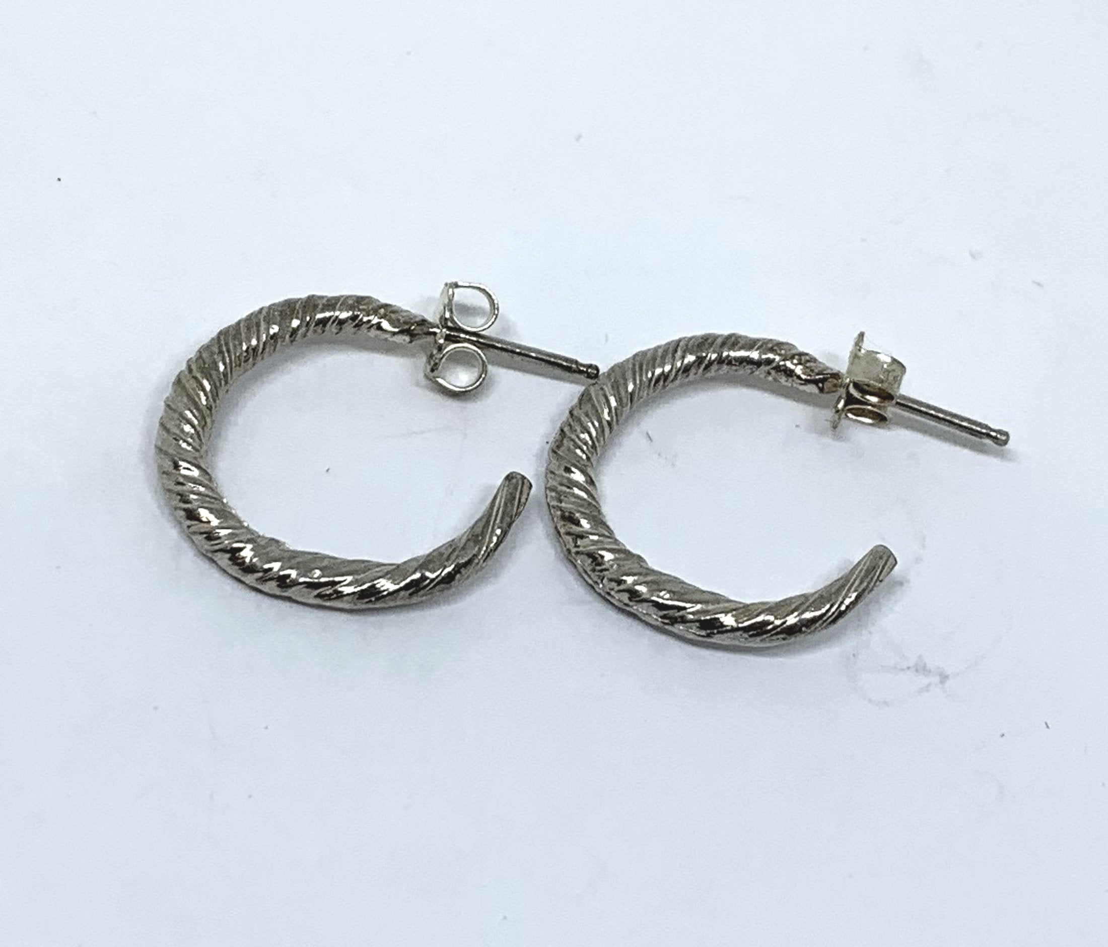 Sterling silver twist semi hoop earrings - small size