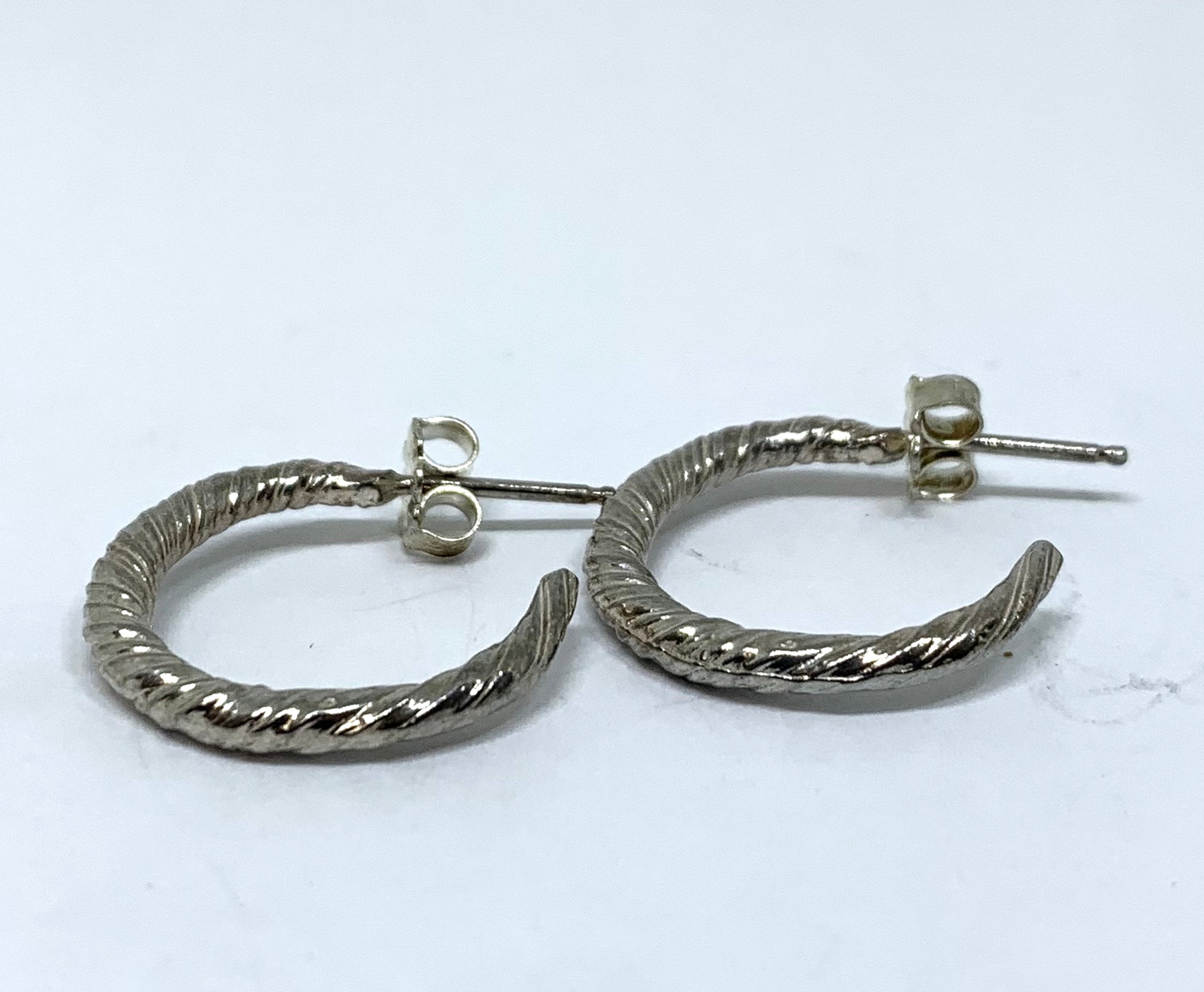 Sterling Silver Mitsuro Hikime Twist Semi Hoop Earrings - Small