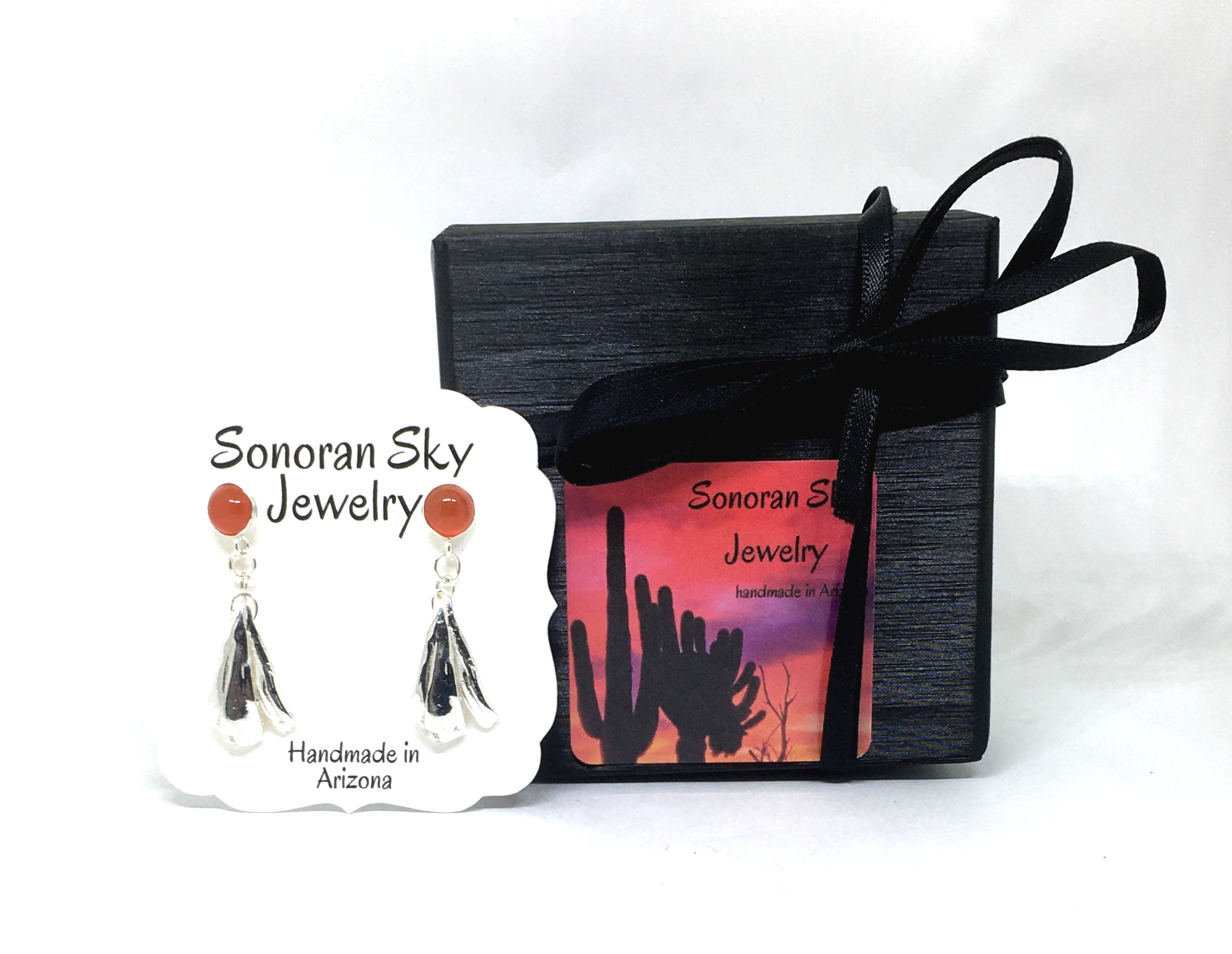 Your sonoran sky jewelry will arrive in a ribbon wrapped gift box.