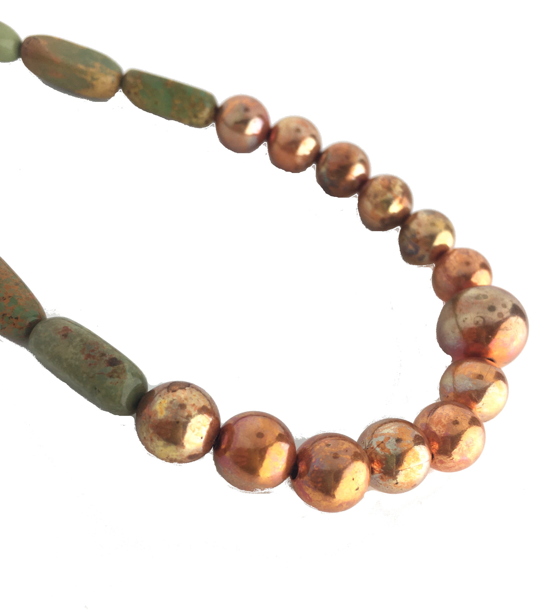 Sonoran Sunset Flame Painted Copper Bead and Turquoise Necklace