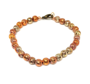 Sonoran Sunset Flame Painted Corrugated Copper Bead Bracelet - Medium