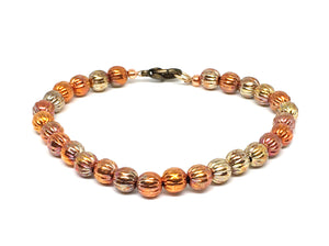 Sonoran Sunset Flame Painted Corrugated Copper Bead Bracelet - Medium