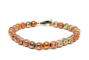 Sonoran Sunset Flame Painted Corrugated Copper Bead Bracelet - Medium