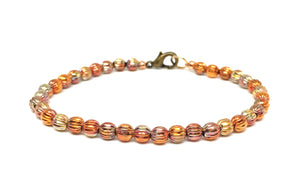 Sonoran Sunset Flame Painted Corrugated Copper Bead Bracelet - Small