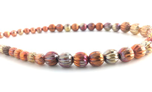 Sonoran Sunset Graduated Corrugated Copper Bead Strand Necklace