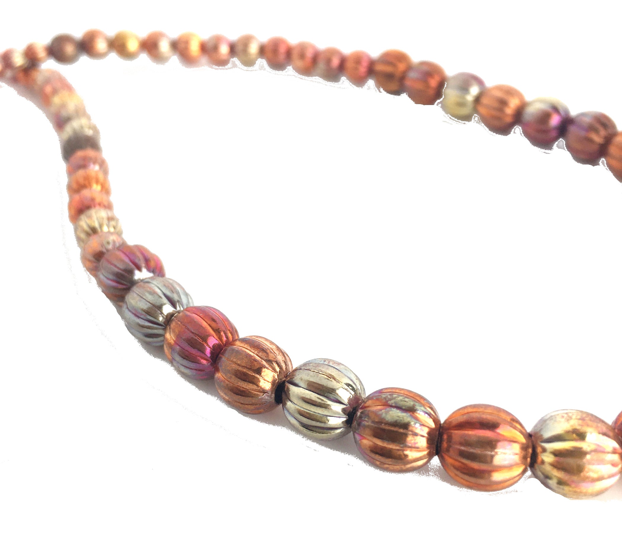 Sonoran Sunset Graduated Corrugated Copper Bead Strand Necklace