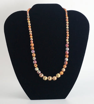 Sonoran Sunset Graduated Corrugated Copper Bead Strand Necklace