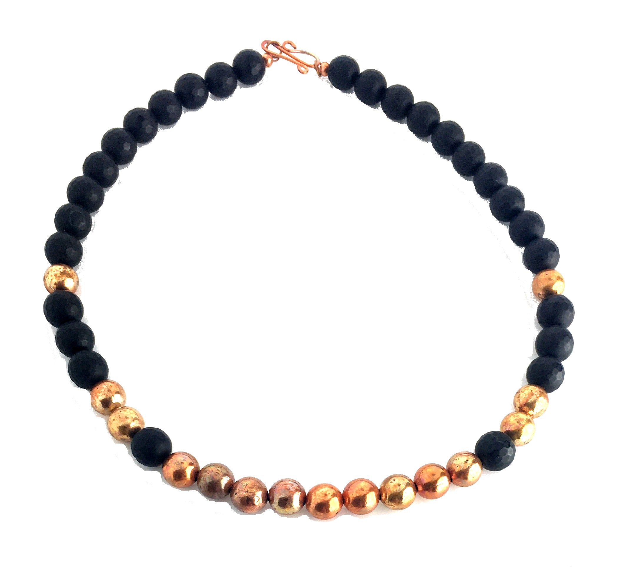 Sonoran Sunset Flame Painted Copper and Onyx Necklace
